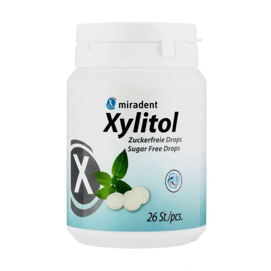Льодяники Miradent Xylitol Drops М'ята, з ксилітолом, 26 шт (у тубі)